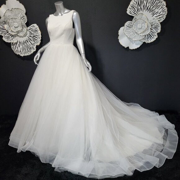 $1780~JUSTIN ALEXANDER~4/6~IVORY OFF WHITE FIT & FLARE BALLGOWN WEDDING DRESS - Picture 8 of 16